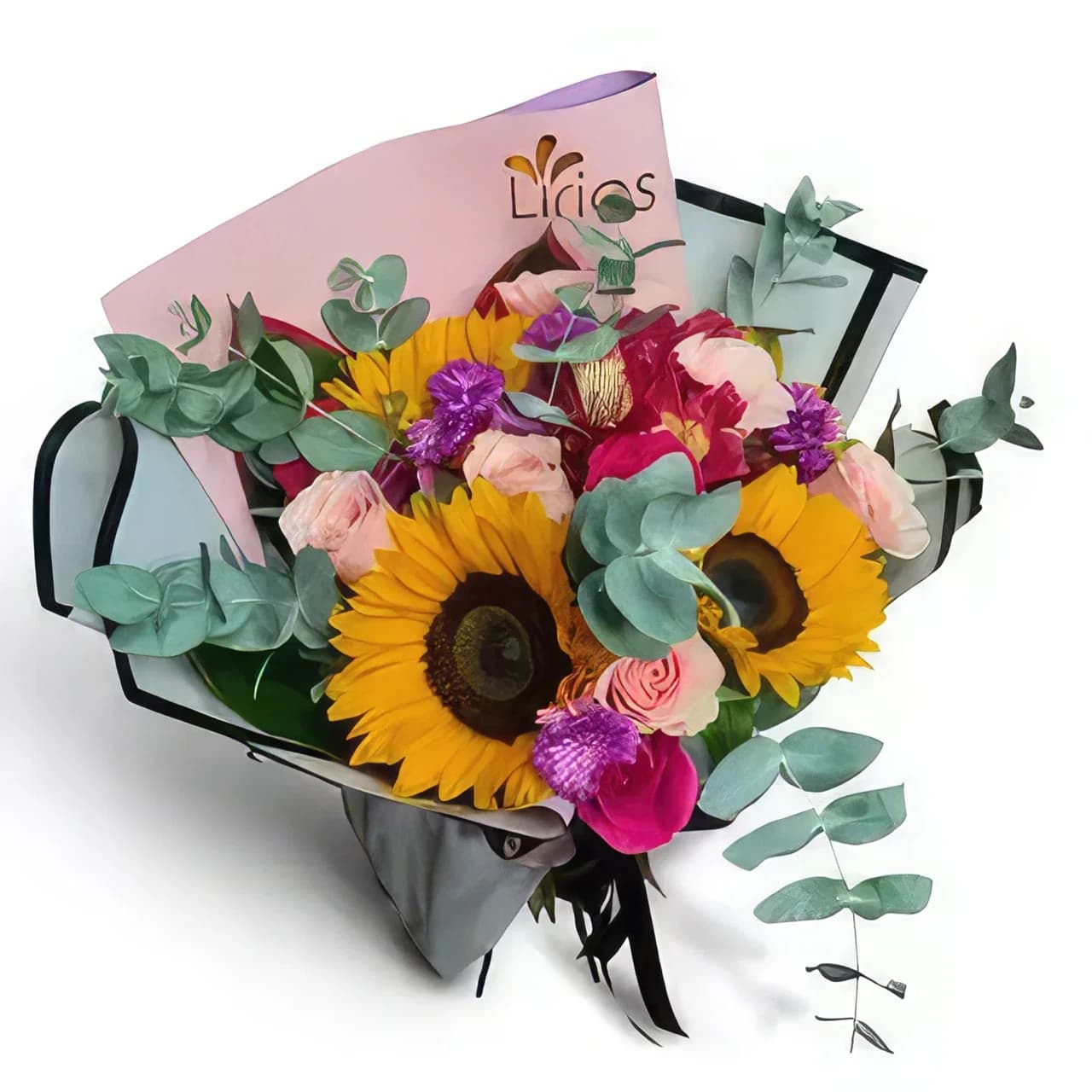 Gul og fargerik skjønnhetsblomsterbukett