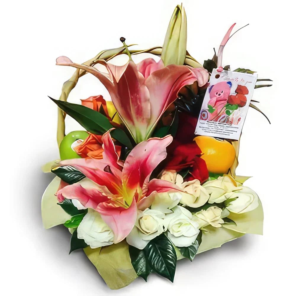 Søt Serenade frukt og blomsterarrangement