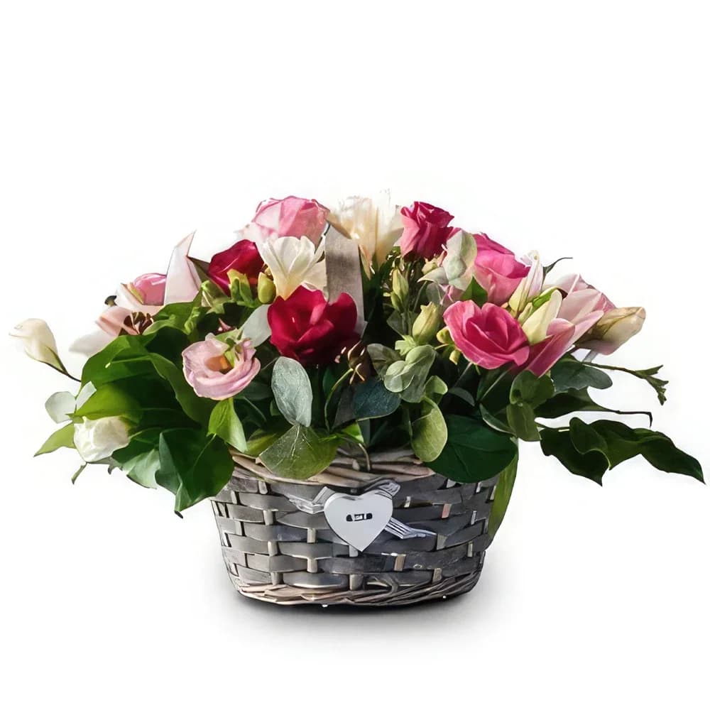 Cesta de flores frescas da estação