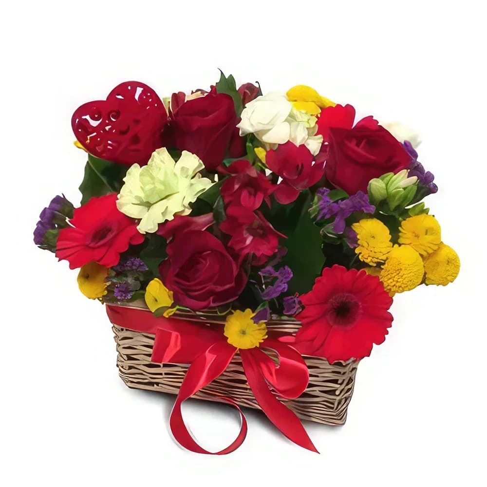Panier de fleurs mélangées aux couleurs vives