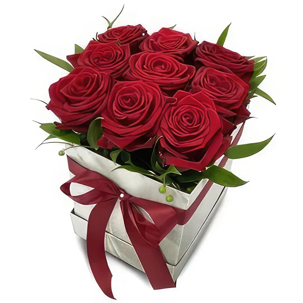 Boîte de roses rouges fraîches et fabuleuses