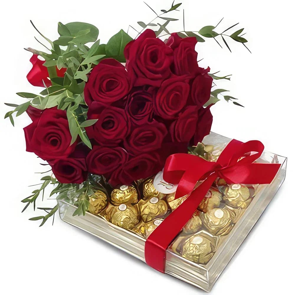 Luxueux Ferrero Rocher et rose rouge Bouquet