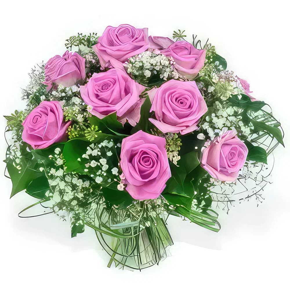 Buquê redondo de rosas chuvosas deslumbrantes