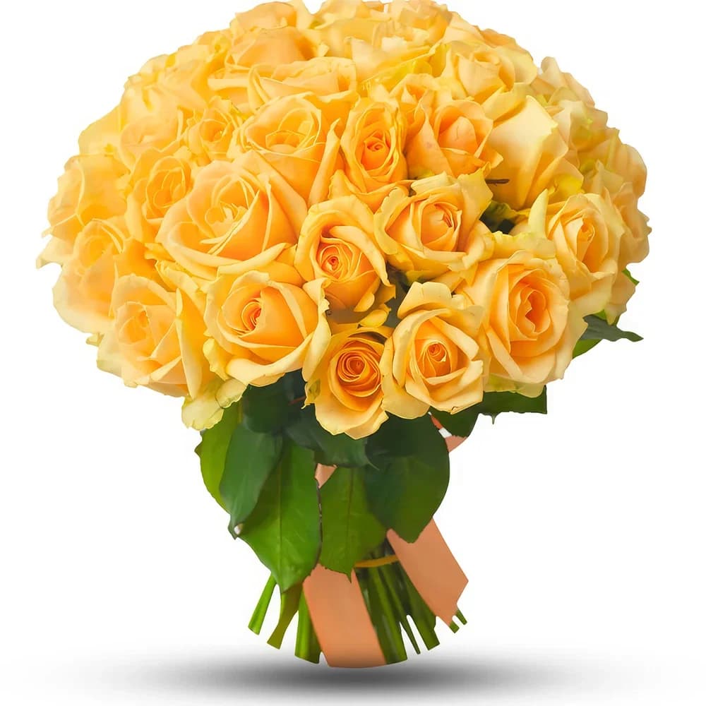 Charmant bouquet de roses jaunes fraîches